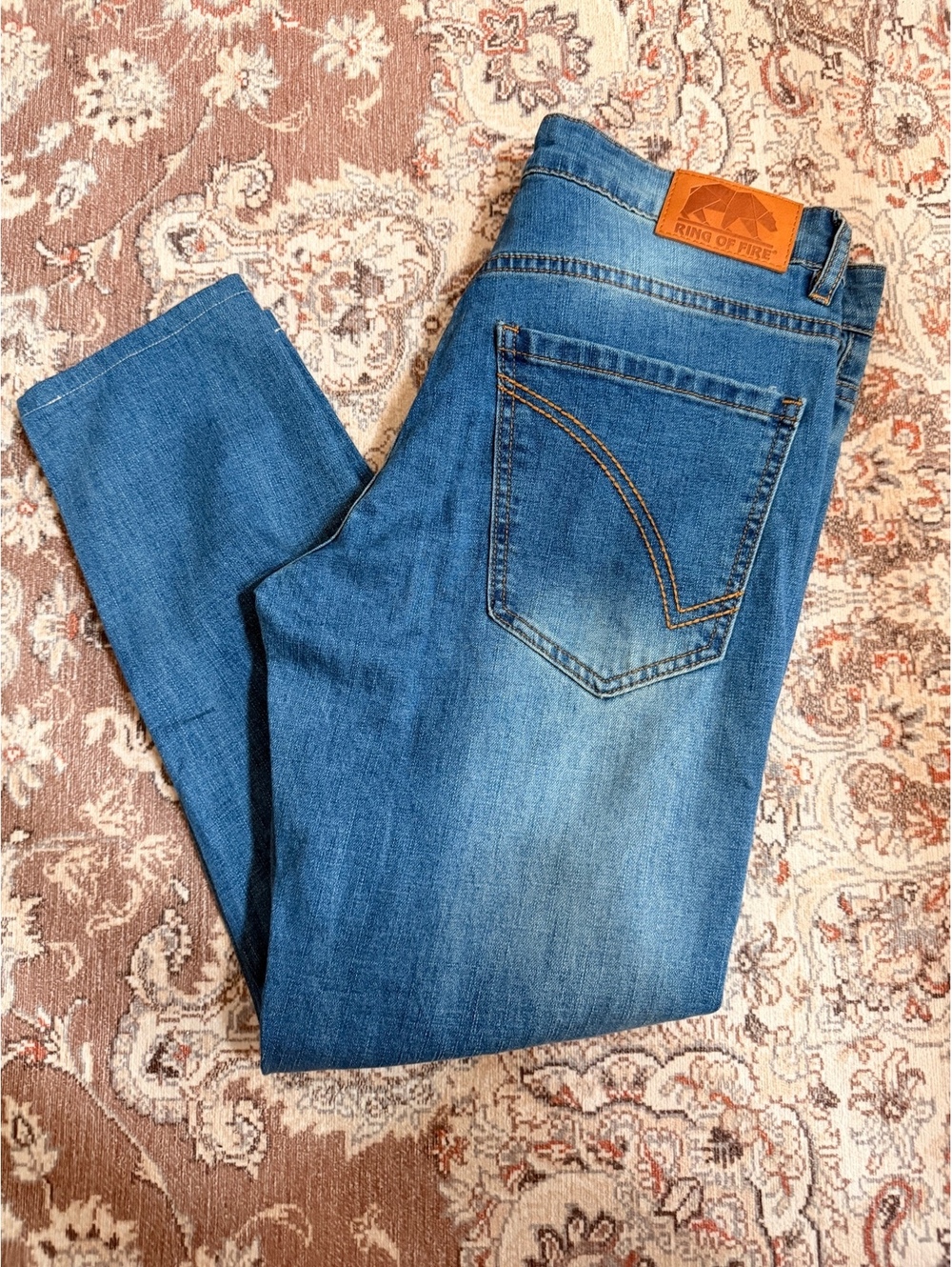 Ring of fire slim distressed jeans